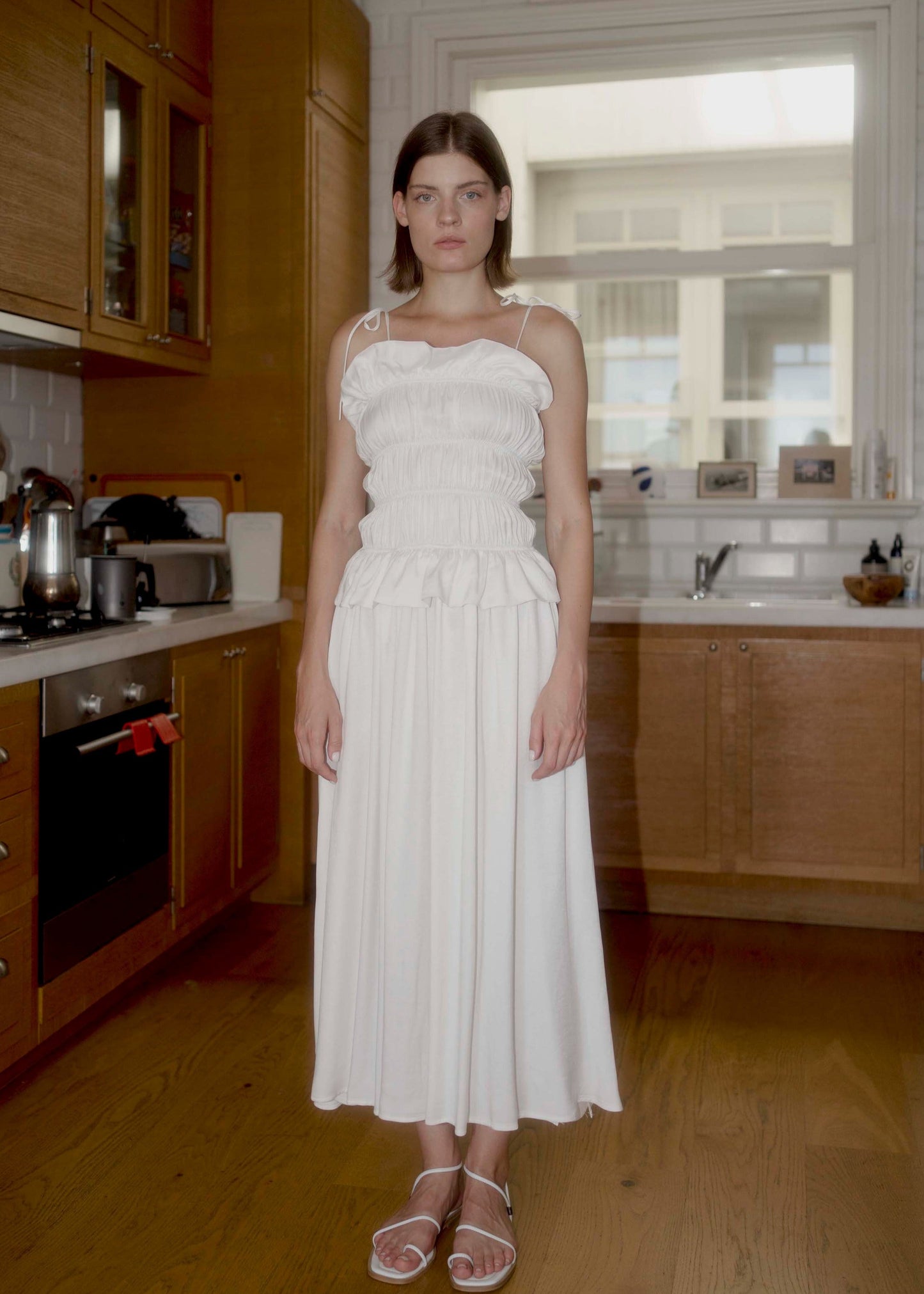 Crinkle Dress - White