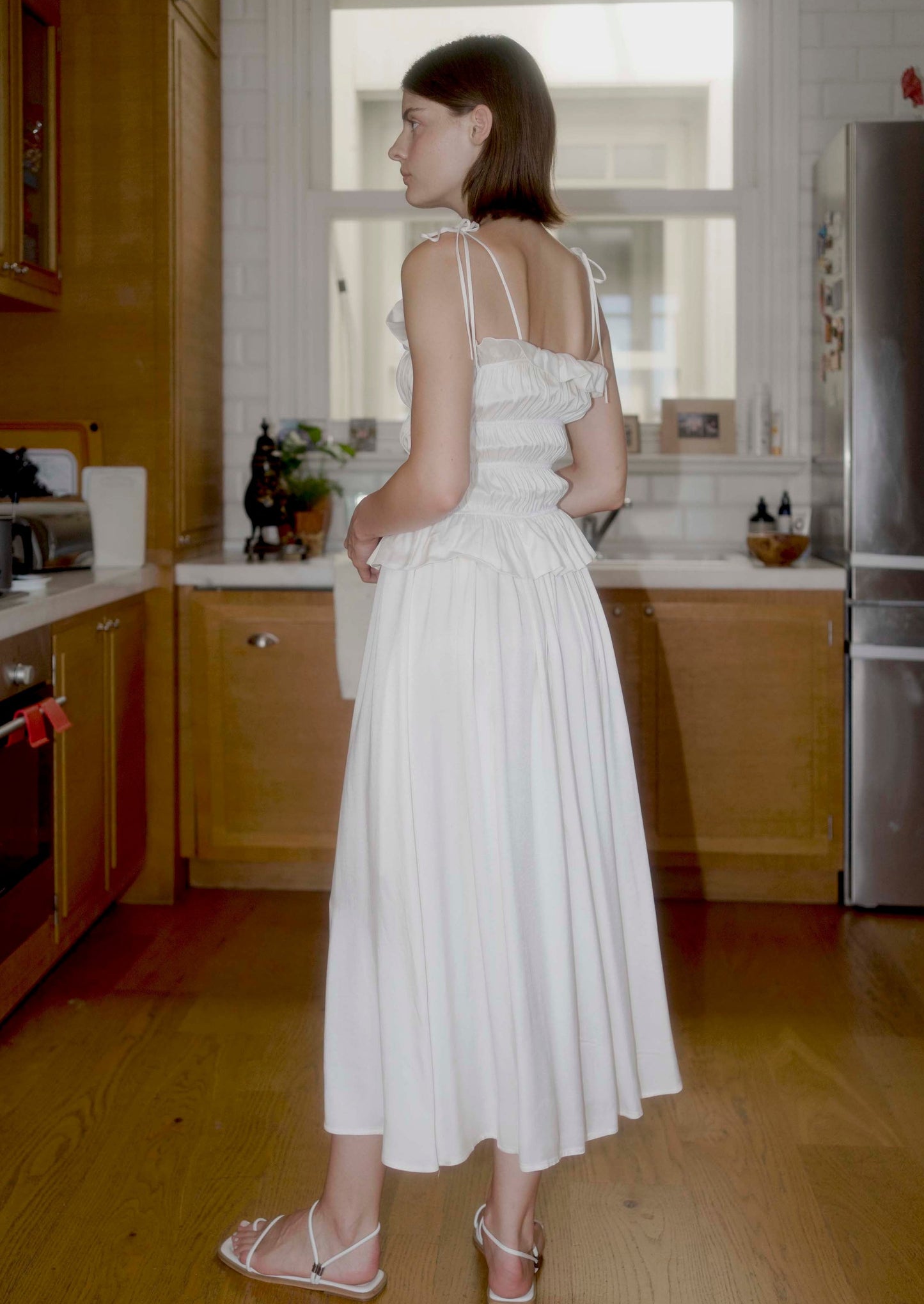 Crinkle Dress - White
