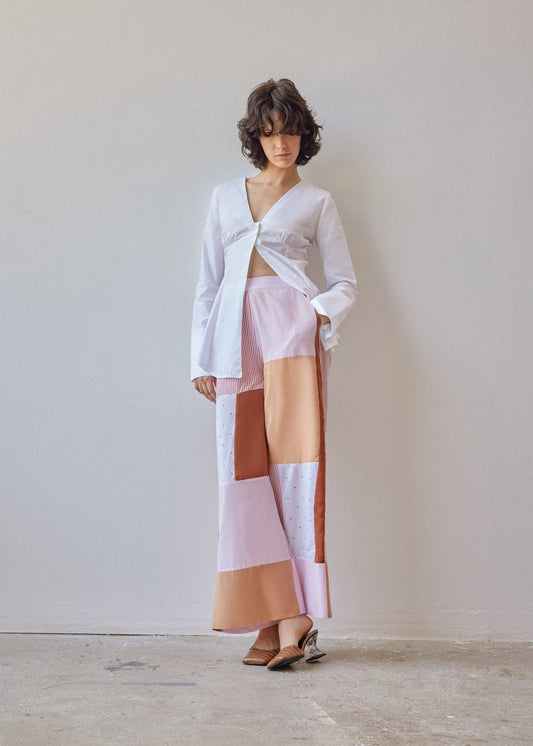 Darcy Trousers - Pink & Beige Patchwork