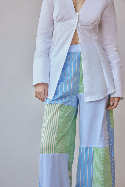 Darcy Trousers - Blue Patchwork