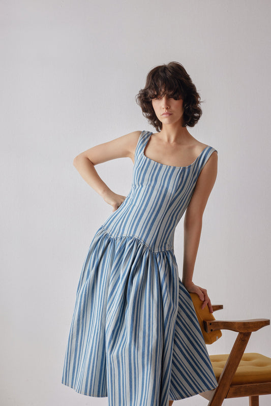 Danielle Dress - Striped Denim