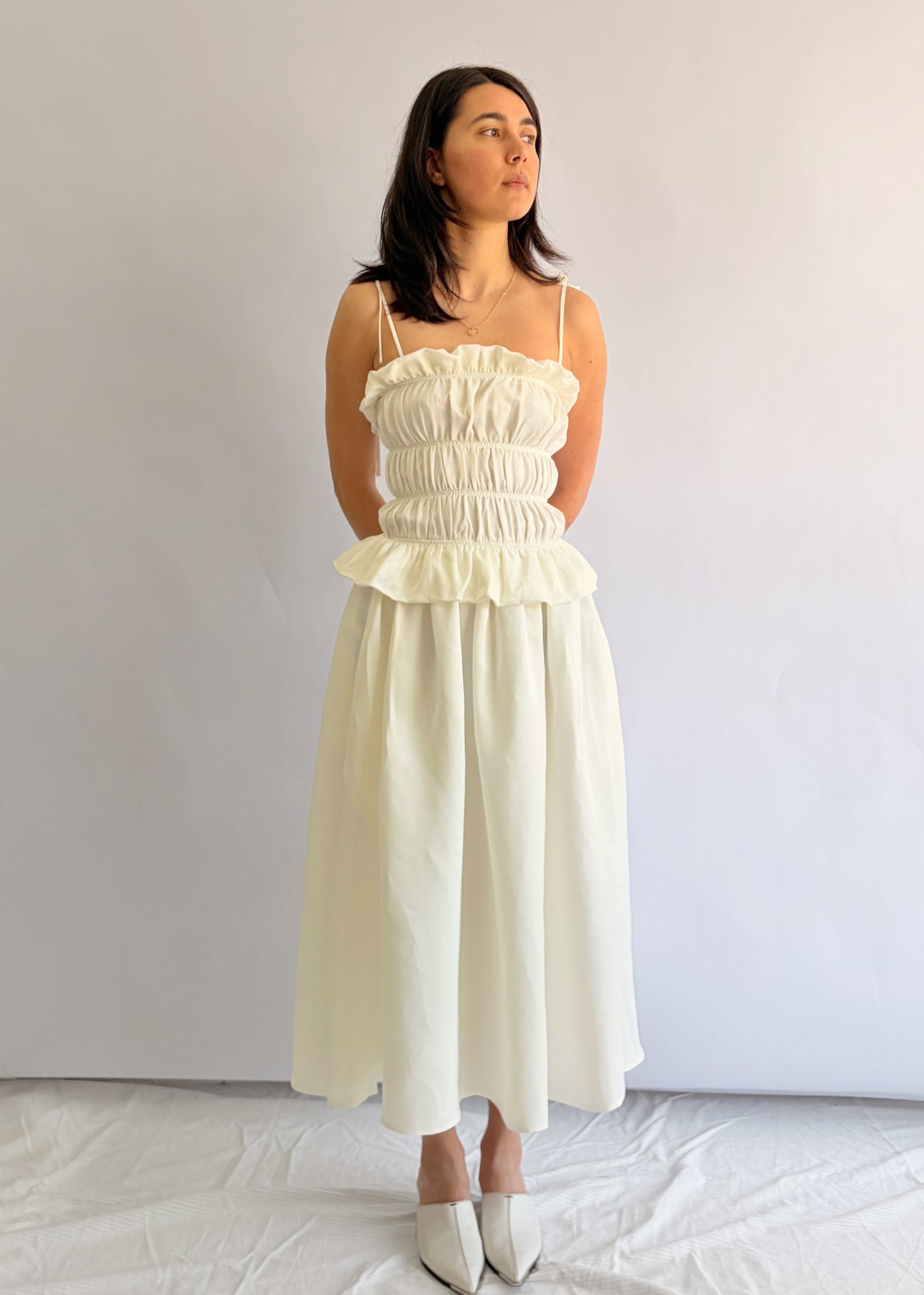 Crinkle Dress - White