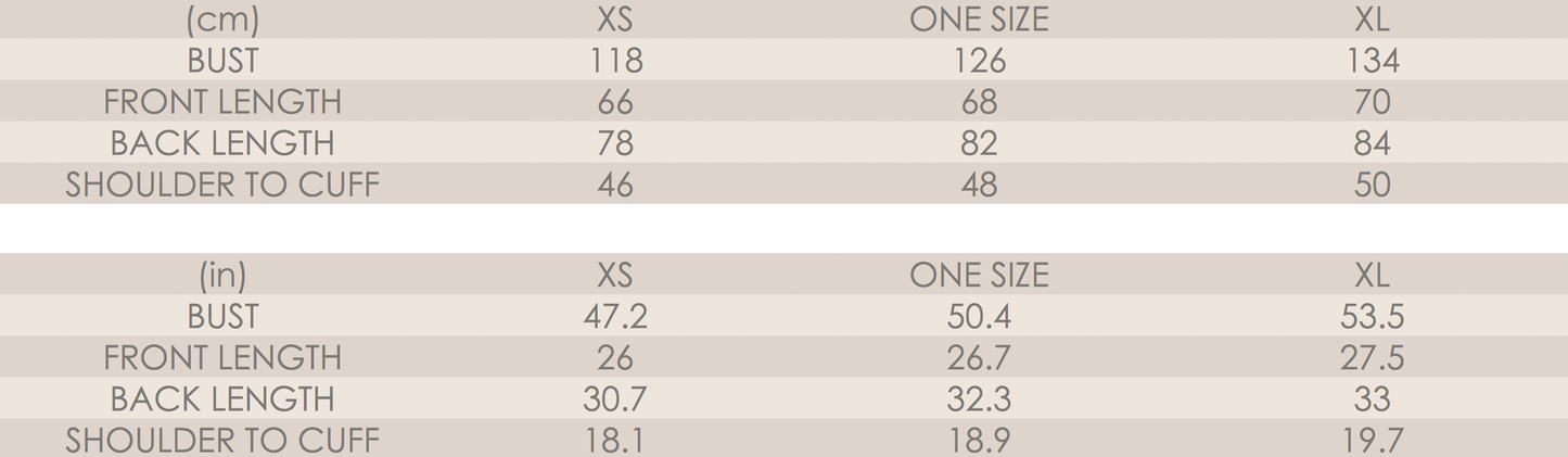 Sizing table for cecil blouse