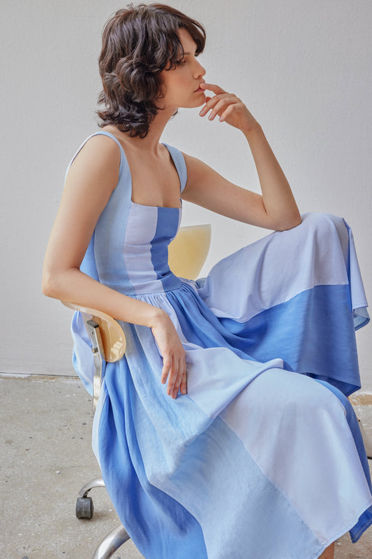 Violet Dress - Blue Patchwork