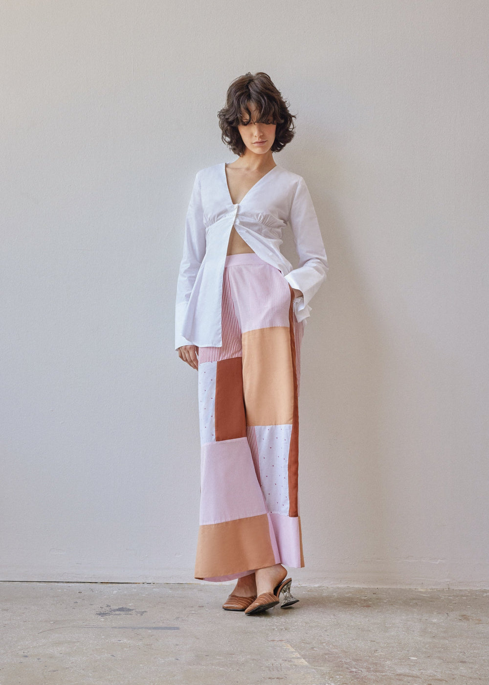 Darcy Trousers - Pink & Beige Patchwork