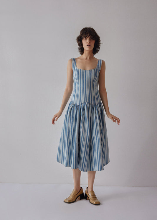 Danielle Dress - Striped Denim