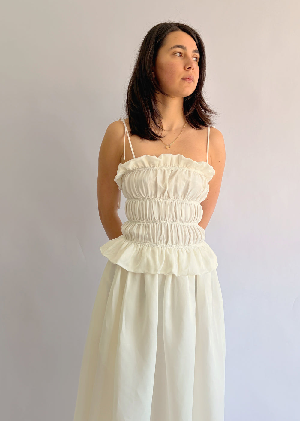 Crinkle Dress - White